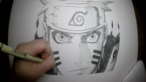 Stippling Art - Naruto Six Path Sage Mode - Detailed Dots - Pointillism