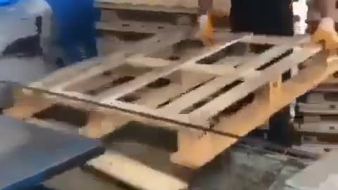 Cutting Big Wooden Planks With Big Saw