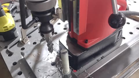 Using a mag drill and a sidequest to finish my sheet metal bender