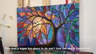 Time Lapse Speed painting / Modern acrylic landscape painting / Stained Glass Sky / Amy Giacomelli