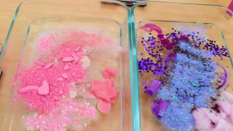 Pink vs Purple - Mixing Makeup Eyeshadow Into Slime Special Series 169 Satisfyin
