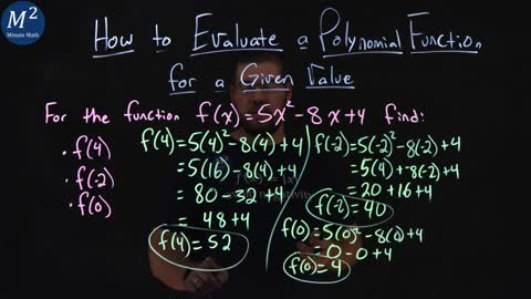 How to Evaluate a Polynomial Function for a Given Value | Minute Math