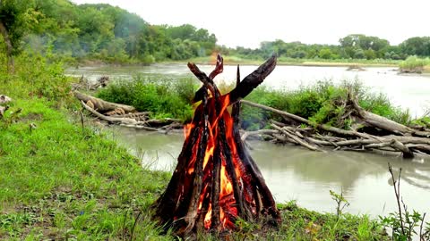 THE SOUND OF THE CAMPFIRE 🔥 SOUNDS OF THE FOREST SOUNDS OF NATURE BY THE RIVER IN SPRING Relax.