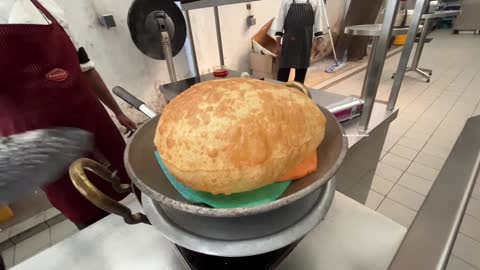 Giant Baloon Sized Bhatura Making by Chef Indian Street Food