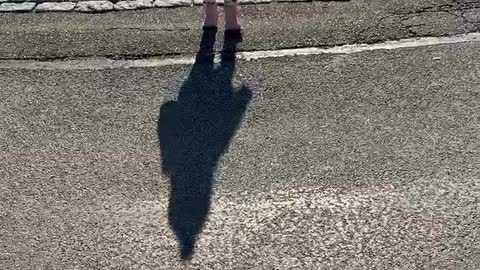 Toddler Discovers Her Own Shadow and Tries to Run Away