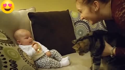 Messy baby adorably gets mini bath after meal time