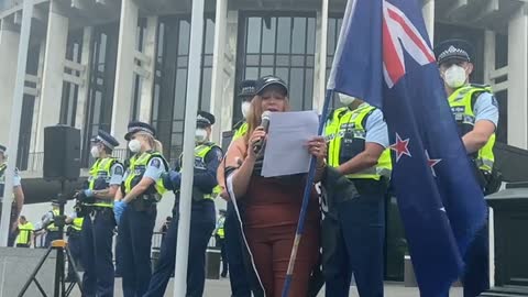 Pamela Taylor (Dunedin resident) delivers brilliant and passionate Speech on The Steps of Parliament