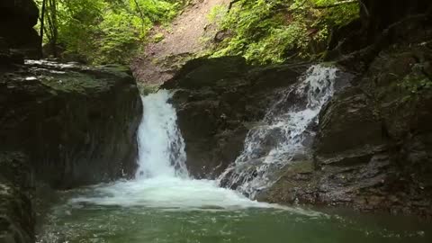 Stormy Mountain Waterfall - White Noise - Nature Sounds for Sleep, Relax, Meditation - 8 hours