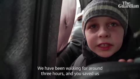 'We left our Dad in kyiv': young Ukrainian boy in tears after fleeing capital