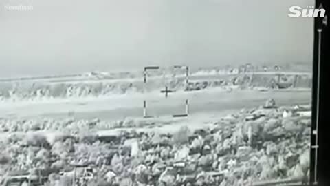 Moment ukrainian ATGM takes out Russian armored vehicles and personnel