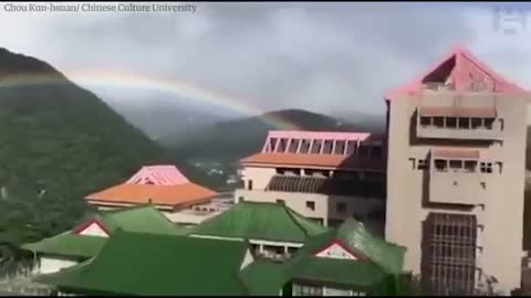 'A gift from the sky'_ record-breaking nine-hour rainbow appears in Taiwan