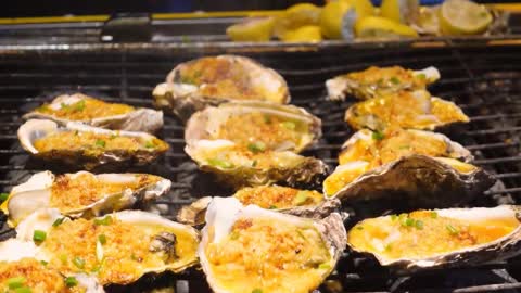 Delicious grilled oysters # Specialty barbecue