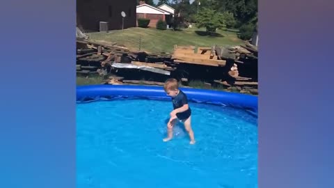 TRY NOT TO LAUGH CHALLENGE #3 - Babies Playing Water In The Pool