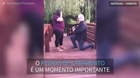 Pedido de casamento em cima de uma ponte tem tudo para acabar mal