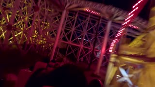 Handheld GoPro on Disney Incredicoaster at Night