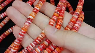 Natural orange spiny oyster 16inch round roundle Simple 5-10mm 6mm as necklace