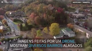 Drone filma enchente histórica na Carolina do Norte