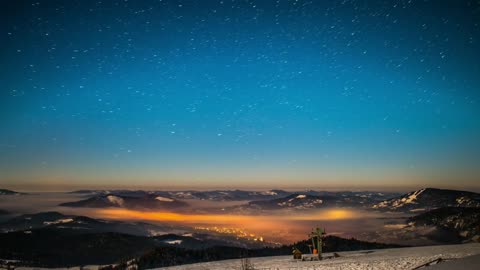 Starry sky seen from high mountains