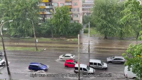 Kyiv was covered by a heavy downpour with hail!