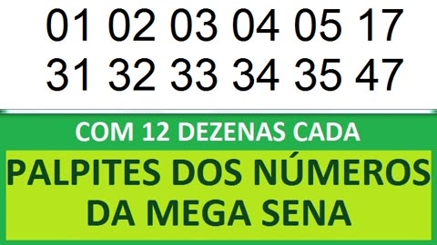 PALPITES DOS NÚMEROS DA MEGA SENA COM 12 DEZENAS ea eb ec ed ee ef eg eh ei ej ek el