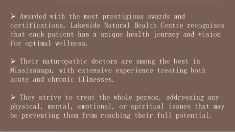 The Lakeside Natural Health Centre is a Top-Notch Naturopathic Clinic in Mississauga