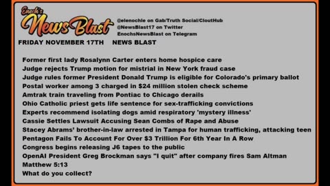 Friday, November 17, 2023 News Blast