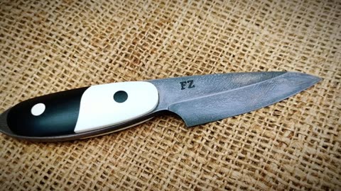 Making a YIN YANG kiridashi knife from wootz steel