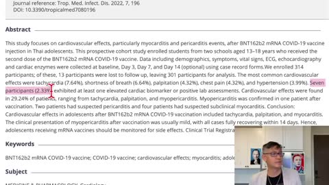 Thailand Study: 30% Adolescents Have Cardiovascular Effects After Pfizer Jab