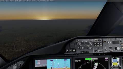 P3D4 sunrise inflight over Belgium