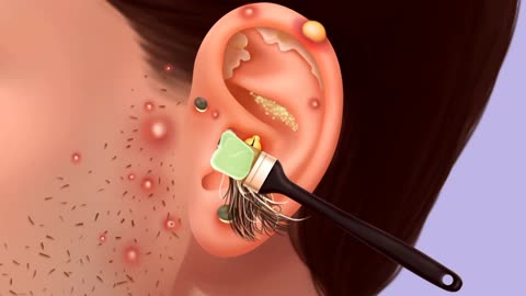 ASMR Ear Ring Piercing Treatment | Itchy and smelly Super Big Earwax | Sebaceous cyst removal