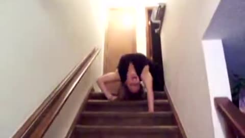 Possesed Woman Walks Down Stairs! #scary