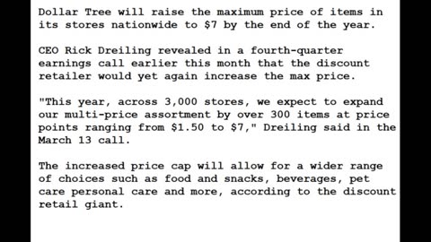 24-0326 - Dollar Tree Upping Max Prices in its Stores Nationwide