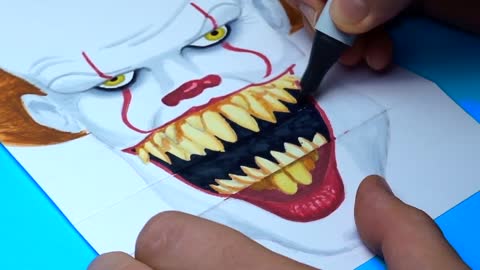 How to draw Pennywise Folding Surprise - FUNNY THING YOU CAN MAKE OF PAPER