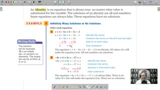Algebra 1 - Chapter 2, Lesson 4 - Solving Equations with Variables on Both Sides