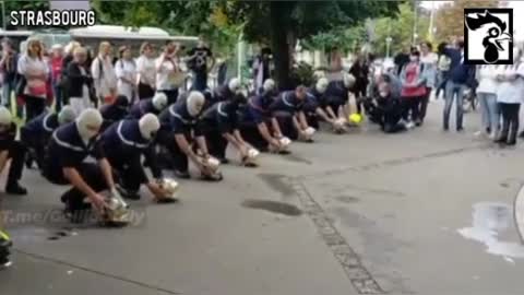 France: Firefighters remove their helmets to protest mandatory vaccinations...