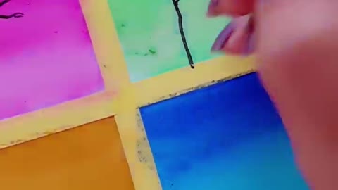 4 Easy Mini Painting Techniques Using Coloring Brush Pen #shorts #art #painting #youtubeshorts