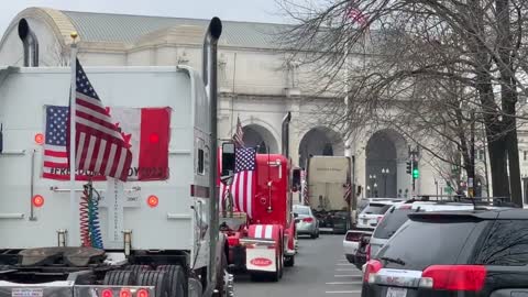 Police are directing the small USA convoy around the US Capitol