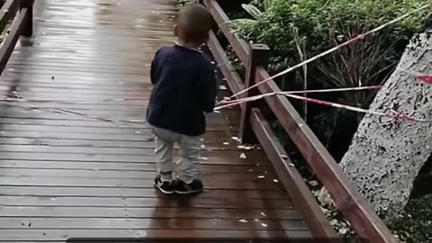 Father Teach His Little Boy to be Independent