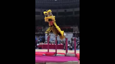 Perfect and strong lion dance