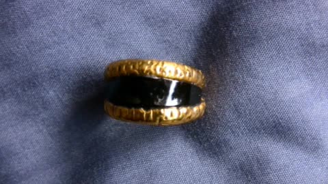 Beautiful 24k gold and black coral nautical ring