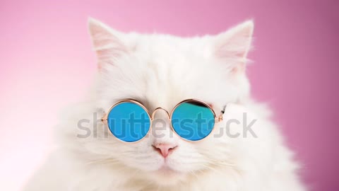 A cat wears glasses