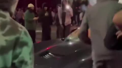 Night of Crime in California a Corvette gets torched during an illegal street race.