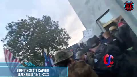 Patriots And Police Clash As They Try To Gain Entry To Oregon State Capitol Building