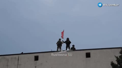 Ukraine War - Footage of the hoisting of the Banner of Victory