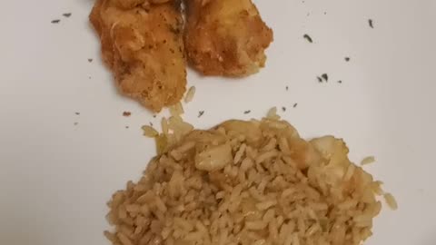Homemade wings and shrimp fried rice