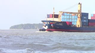 Ratha bhum container ship sailing into Songkhla Port