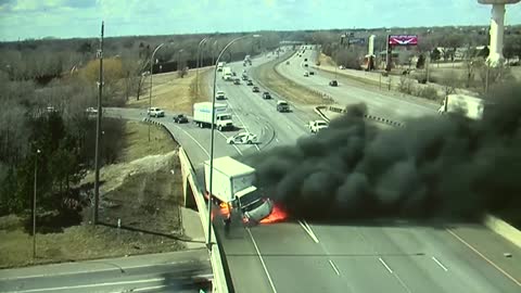 camera captures moment vehicle slams into box truck