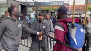 Anti-Mandate Protestors Protest Outside Barclay Center -- "Let Kyrie Play!"