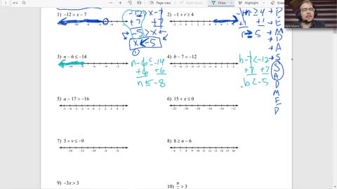 One-Step Inequalities- Algebra 1 Kuta Worksheet Series