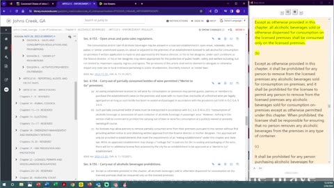 CCJC - Johns Creek City: General Ordinances - Chapter 6 (Alcohol Beverages): Part 2 reading of Chapter 6 completed.